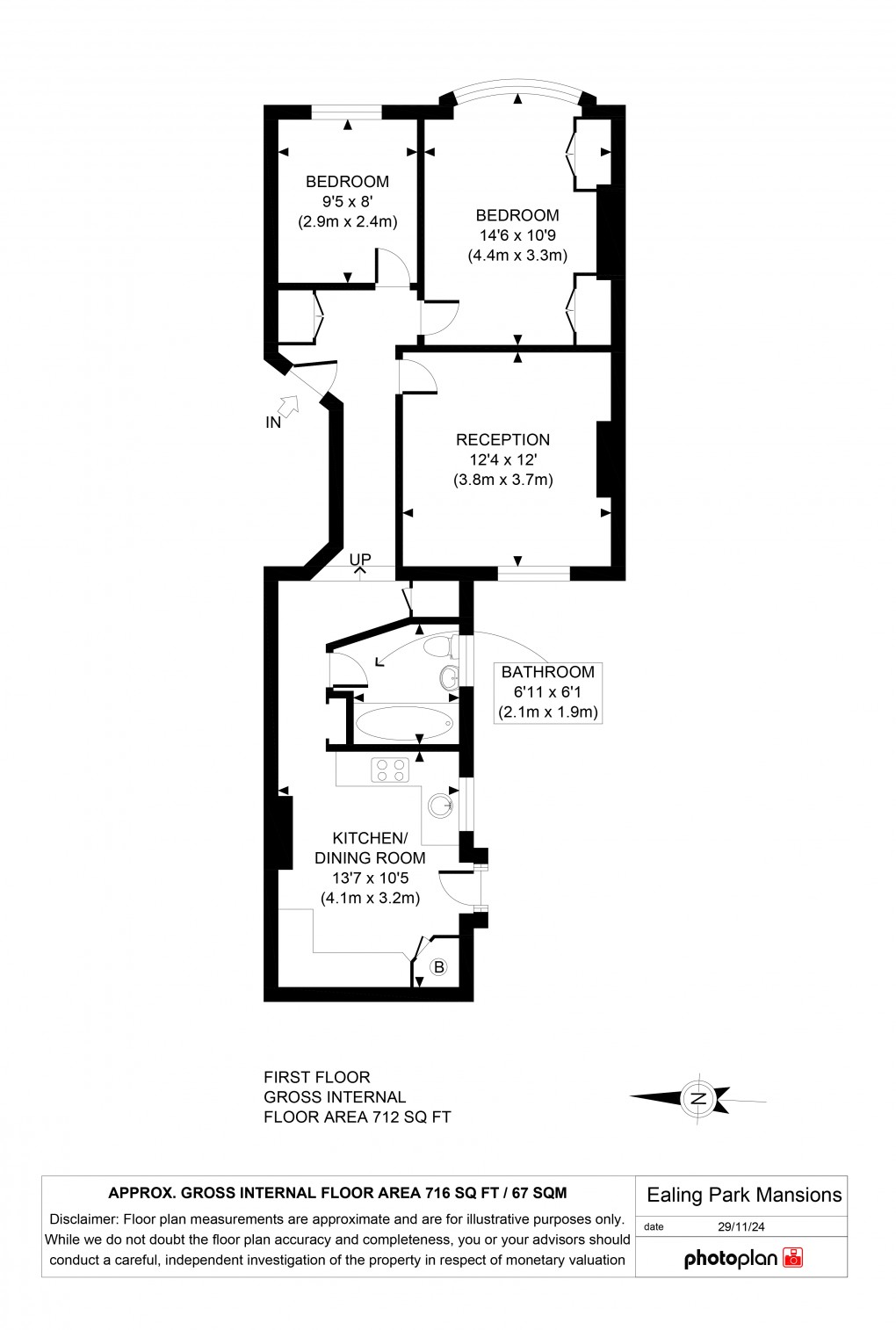 Floorplan for Ealing Park Mansions, Ealing